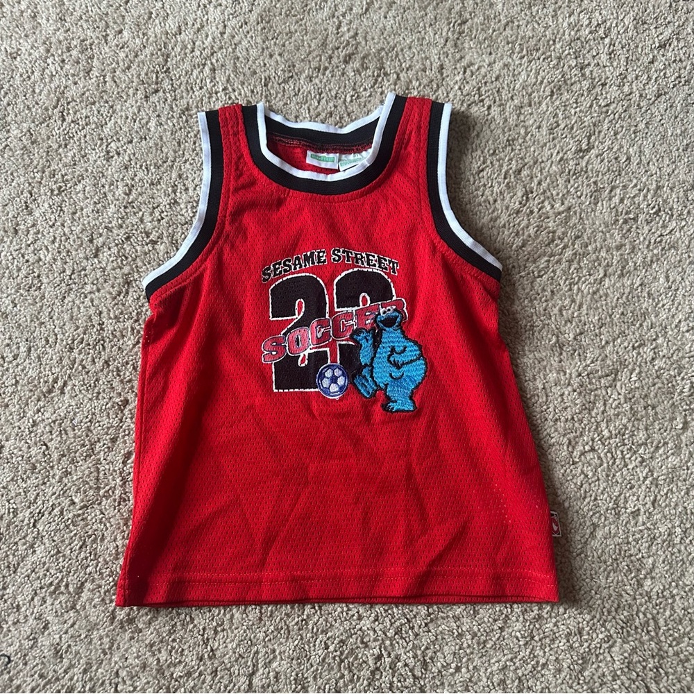 2002 vintage Sesame Street Red Kids Soccer Jersey